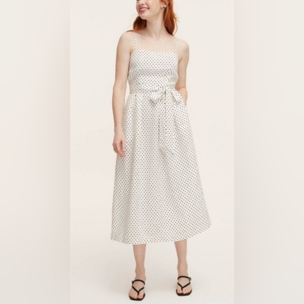 Kate Spade X Target Polka Dot Midi Dress NWT Cream & Black Linen Blend M